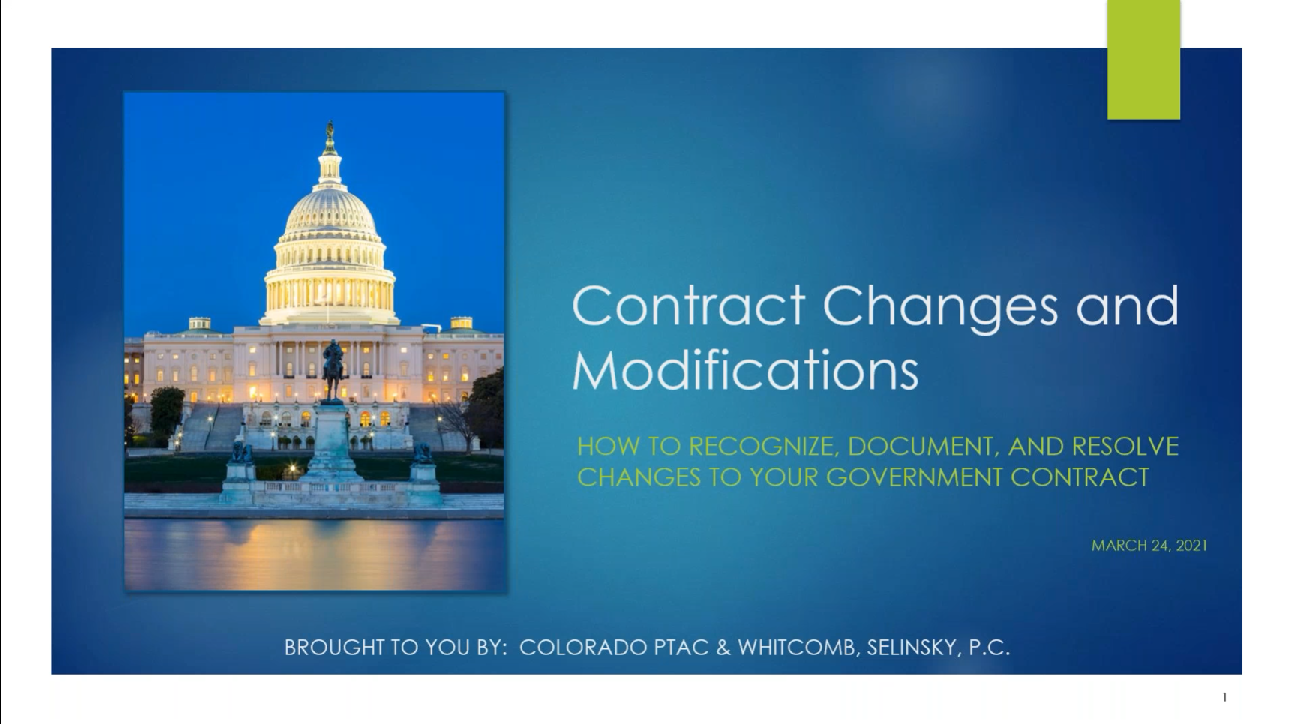 Government Contract Changes and Modifications inar